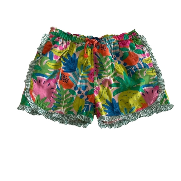 Boden Girls Short  14Y Hotchpotch Tropical Fruit Ruffle Comfort Summer Beach - Picture 1 of 9